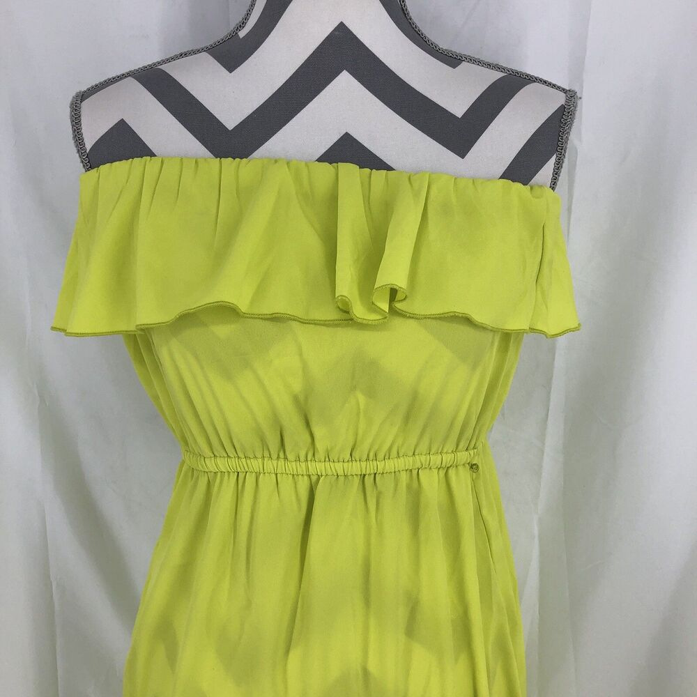 Heart Soul Strapless Elastic Waist High Low Chartreuse Dress Medium NWT